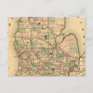 Carte vintage des chemins de fer du Michigan (1876