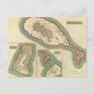 Carte vintage des Diverses Îles des Caraïbes