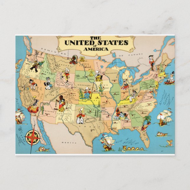 Carte Vintage des États-Unis (Devant)