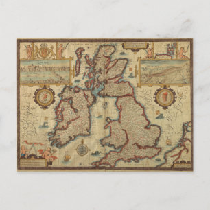 Carte vintage des îles britanniques, 1552 - 1629