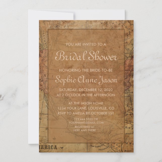 Carte vintage Destination Bridal Shower Invitation (Devant)