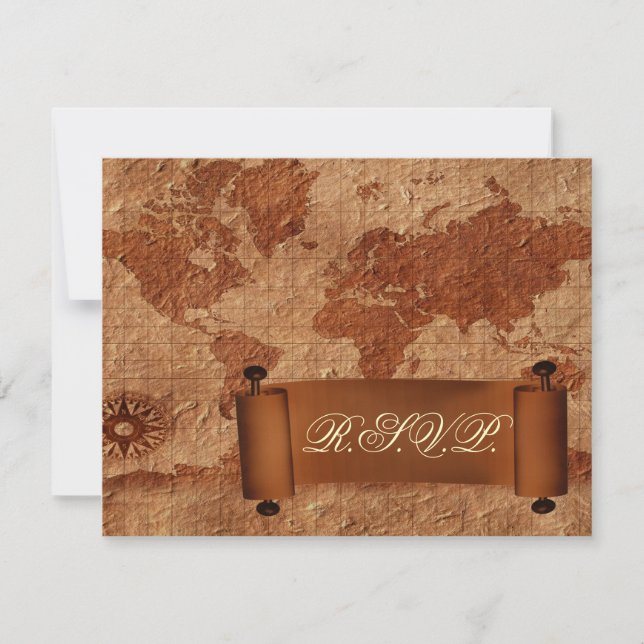 Carte vintage destination mariage cartes rsvp (Devant)