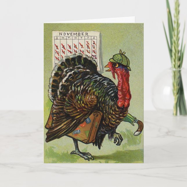 Carte vintage drôle de thanksgiving (Devant)
