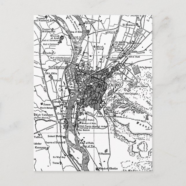 Carte vintage du Caire Egypte (1911) (Devant)