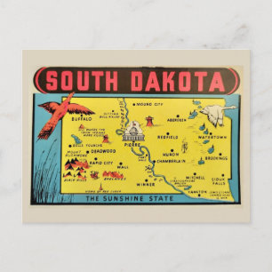 Carte vintage du Dakota du Sud