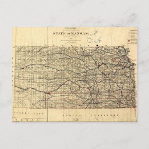Carte vintage du Kansas (1884)