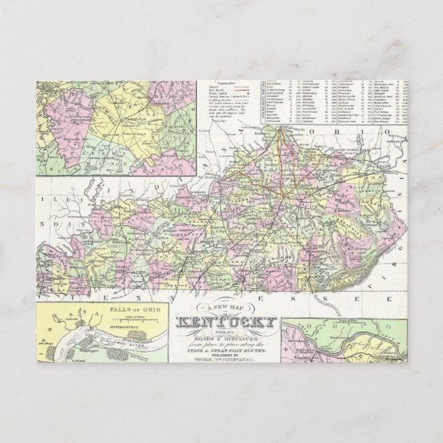 Carte vintage du Kentucky (1850) (Devant)