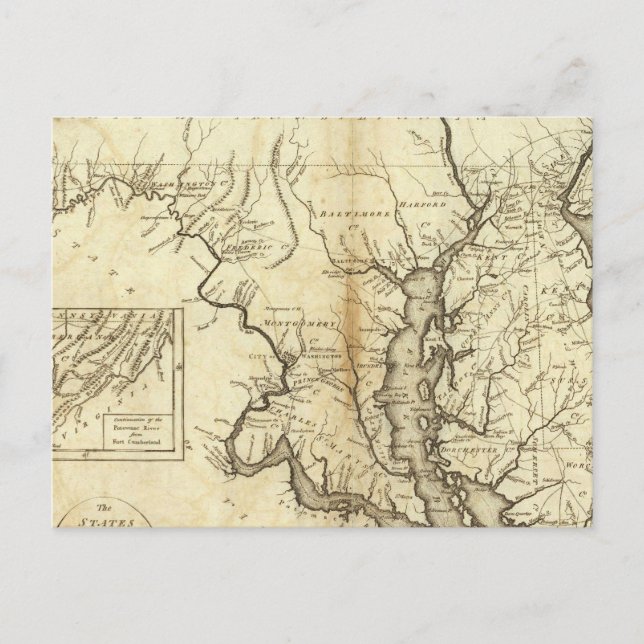Carte vintage du Maryland (1796) (Devant)