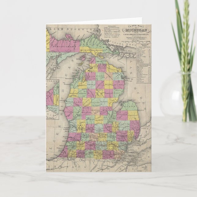 Carte vintage du Michigan (1853) (Devant)