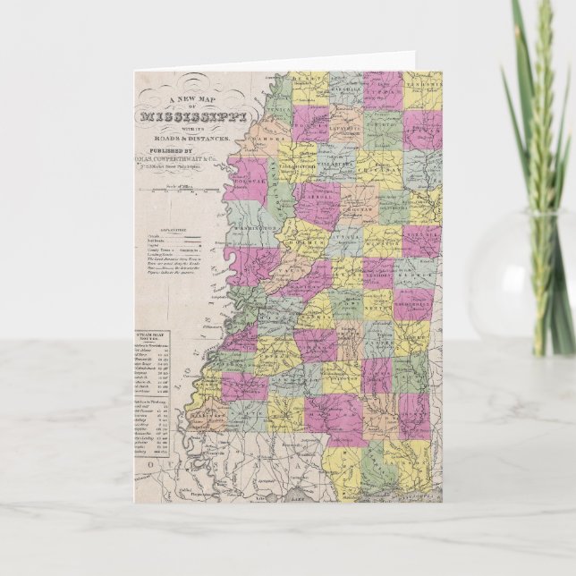 Carte vintage du Mississippi (1853) (Devant)