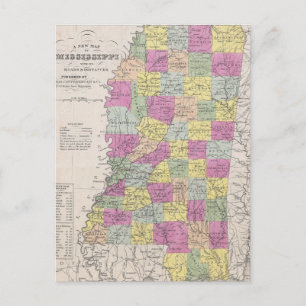 Carte vintage du Mississippi (1853)