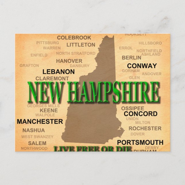 Carte Vintage du New Hampshire (Devant)