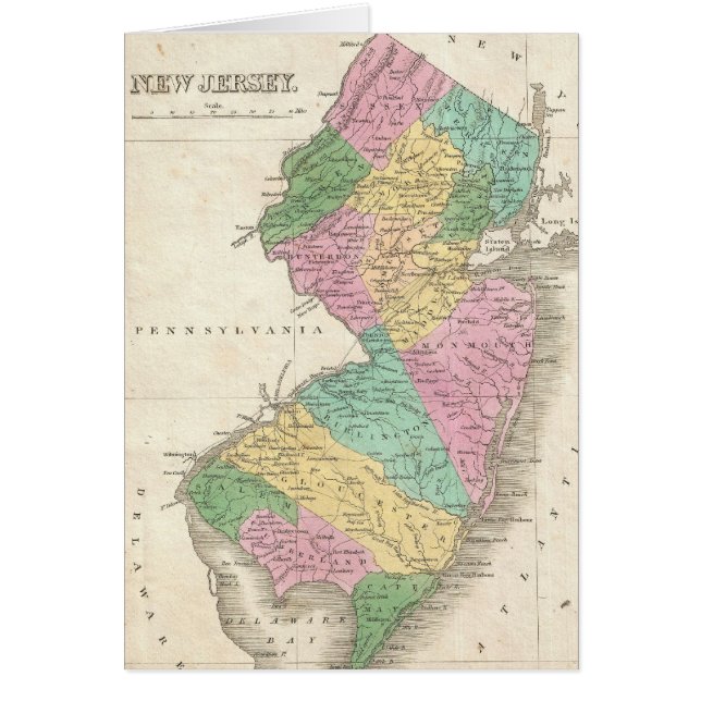 Carte vintage du New Jersey (1827) (Devant)