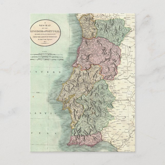 Carte vintage du Portugal (1801) (Devant)