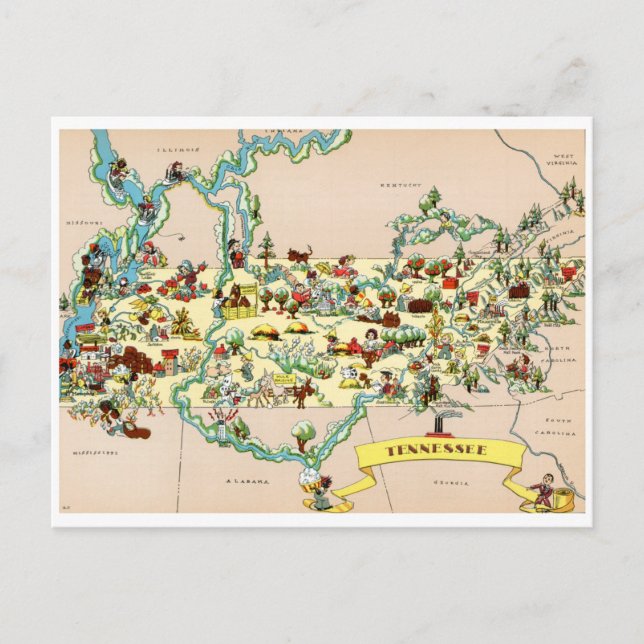 Carte Vintage du Tennessee (Devant)