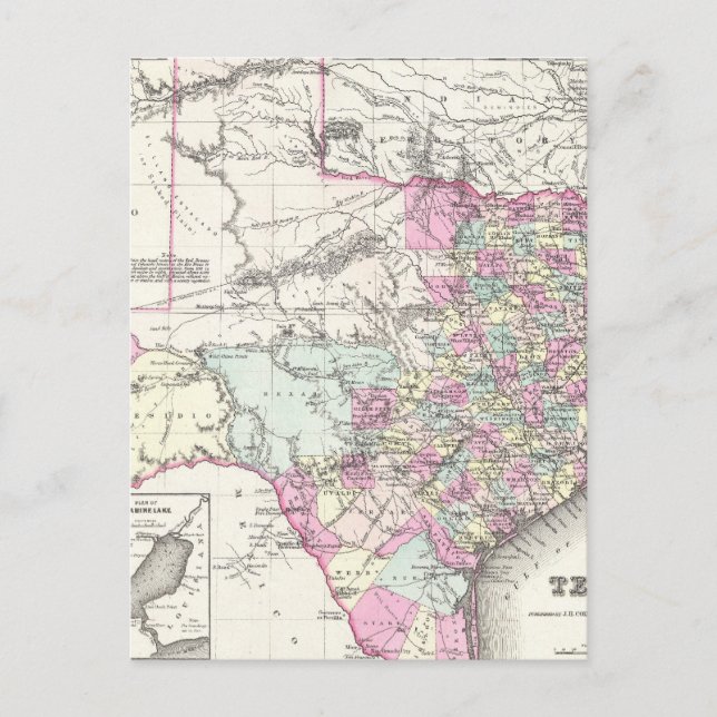 Carte vintage du Texas (1855) (Devant)