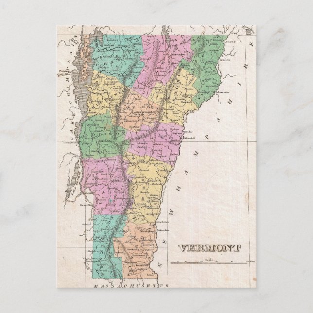 Carte vintage du Vermont (1827) (Devant)