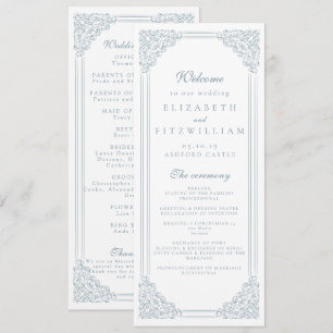 Carte Vintage Dusty Blue Frame Elegant Script Mariage