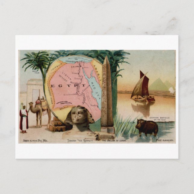 Carte Vintage Égypte 1889 (Devant)