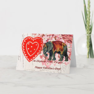Carte vintage Elephant Heart Heureuse Sainte-Valen