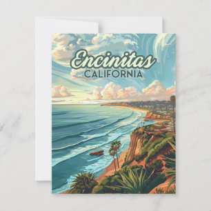 Carte Vintage Encinitas California San Diego Beach