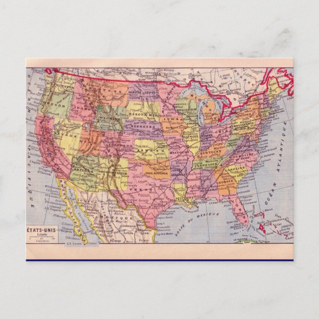 Carte vintage, États-Unis vers 1920 (Devant)