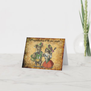 Carte vintage européenne Dachshund Couple