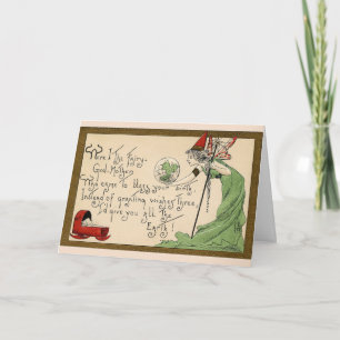 Carte Vintage - Fairy Godmère Blesses New Baby,