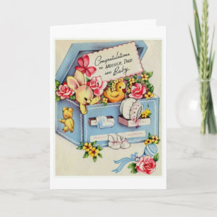 Carte Vintage - Félicitations aux parents et aux bébés,