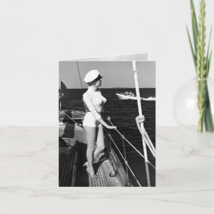 Carte vintage "Femme en mer"