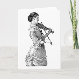 Carte Vintage - Femme jouant au violon,