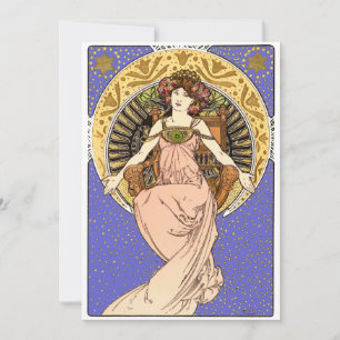 Carte Vintage fille Art nouveau par Alphonse Mucha Card