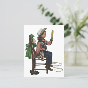 Carte Vintage fille Cowgirl à l'air miroir Elle est si v