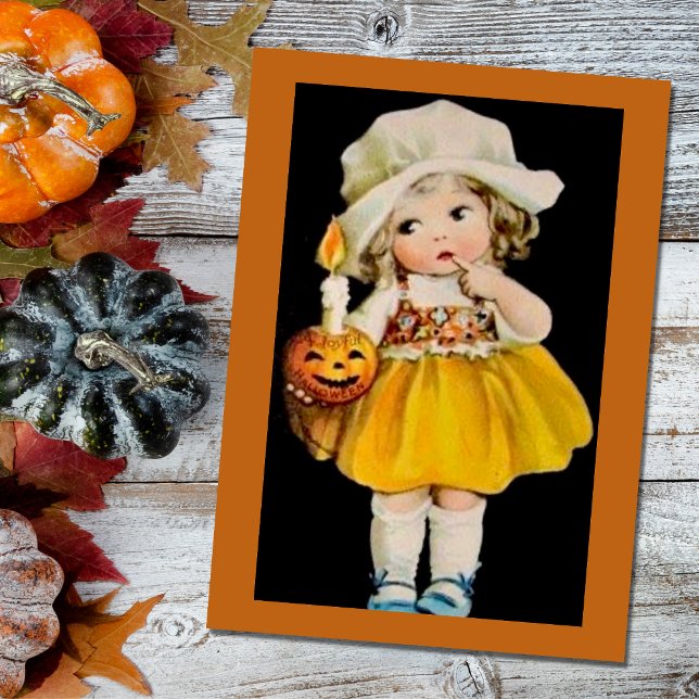 Carte Vintage fille d'Halloween avec Citrouille (Créateur téléchargé)