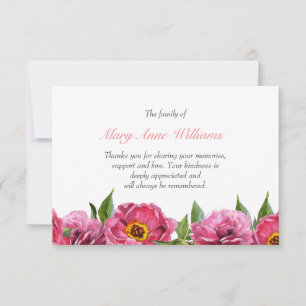 Carte Vintage fleur rose botanique funérailles merci