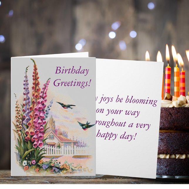Carte Vintage Flora Anniversaire (Vintage Floral Birthday Greetings Card)