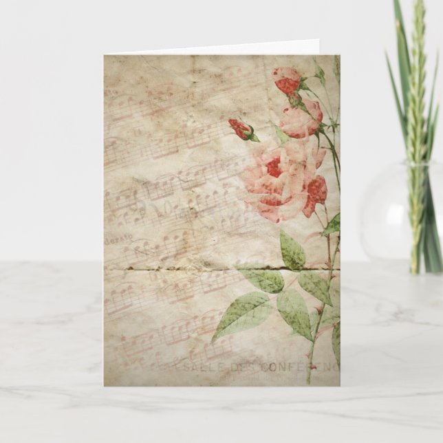 Carte Vintage Floral Blank Notecard (Devant)