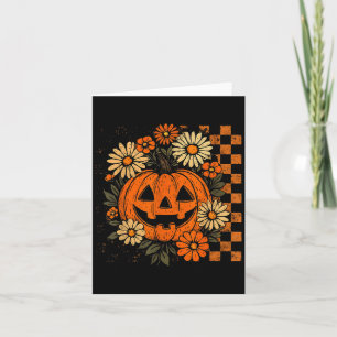 Carte Vintage Floral Citrouille Halloween Rétro Jack O L