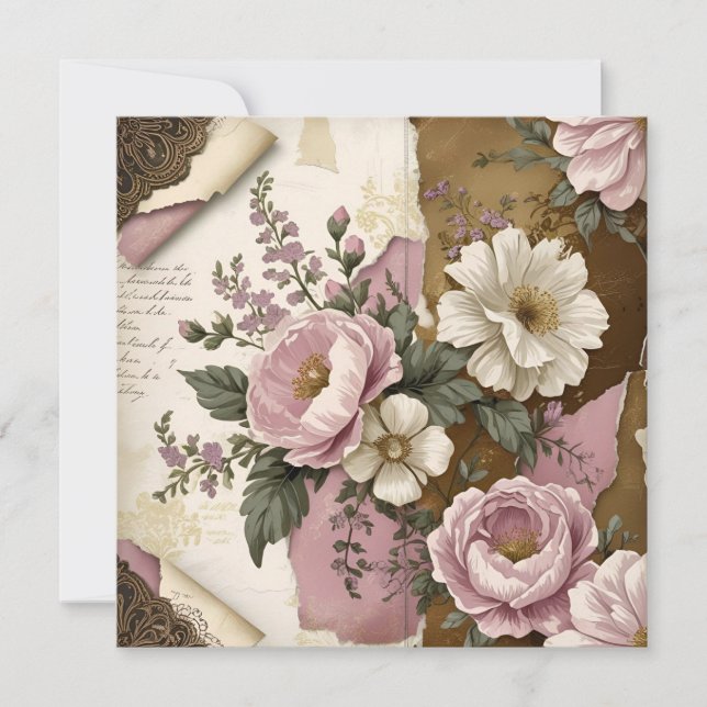 Carte Vintage Floral - Flat Card (Devant)