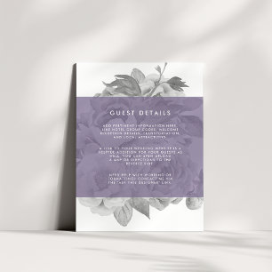 Carte vintage Floral Guest   Violet