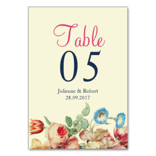 Carte vintage Floral Mariage Table Card