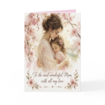 Carte vintage florale de fille à mère