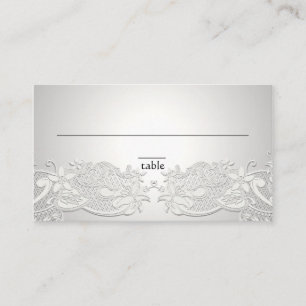 Carte vintage Florale Dentelle Silver Grey Place