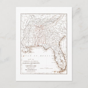 Carte vintage Floride Alabama Géorgie Mississippi