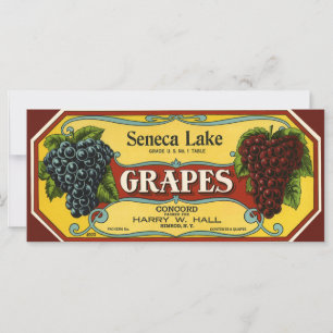 Carte Vintage Fruit Crate Art Étiquette, Seneca Lake Gra