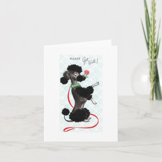 Carte Vintage Get Well Poodle (Devant)