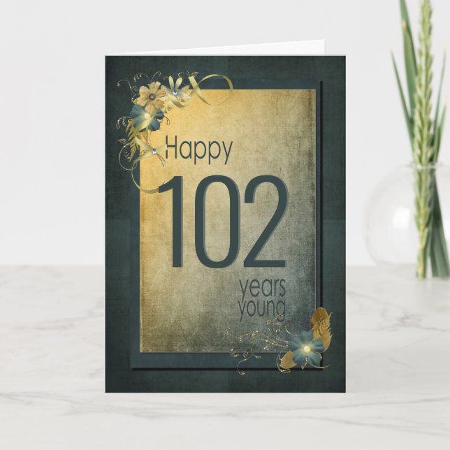 Carte vintage Gold 102e anniversaire (Devant)