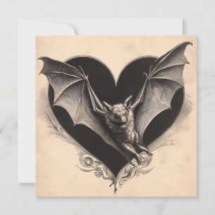 Carte Vintage Goth Bat Valentine Gothique Retro