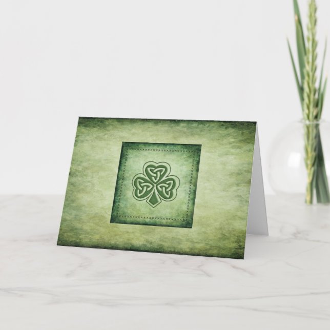 Carte Vintage grundge shamrock irlandais tendance (Devant)