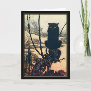 Carte Vintage Halloween Arthur Rackham Chat noir